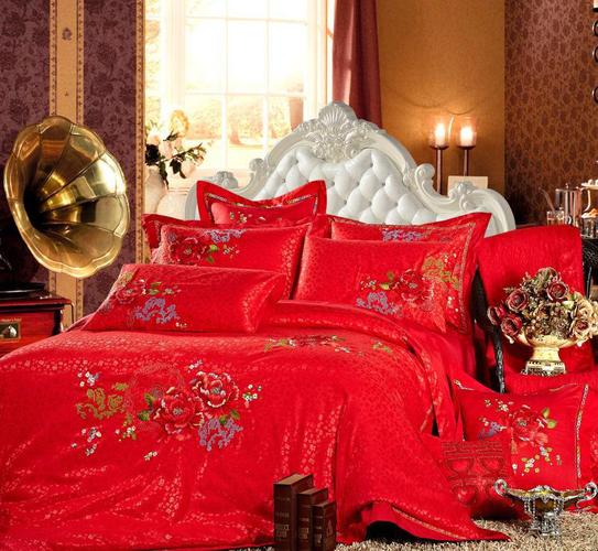 富贵中国红 结婚庆床品中式大红色多件套床上套件床上用品