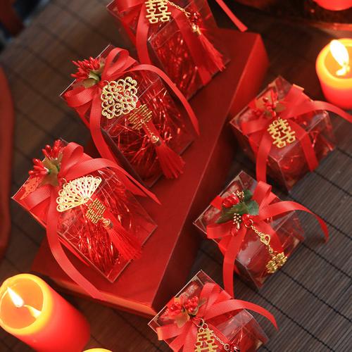 亿人婚庆结婚红色系创意中式喜糖盒结婚糖盒现售产品